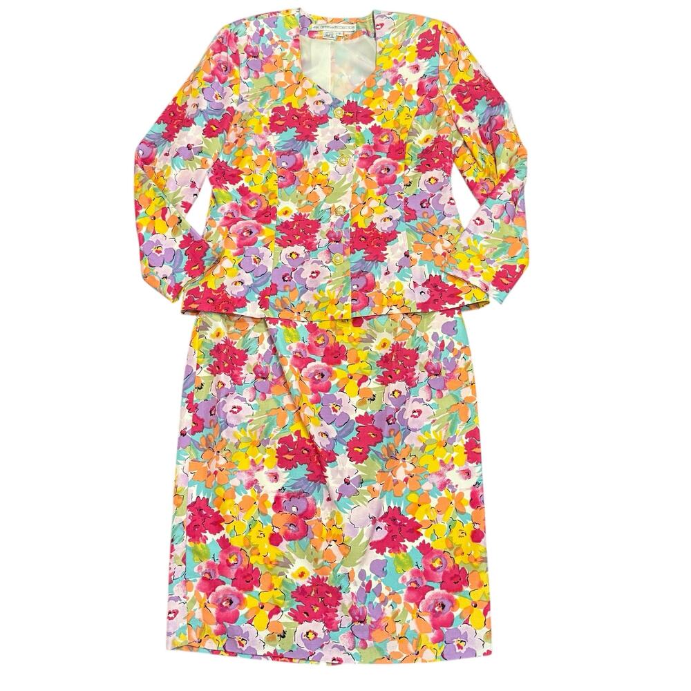 Anne Crimmins for Umi Collection Vibrant Vintage Silk Skirt Suit 10